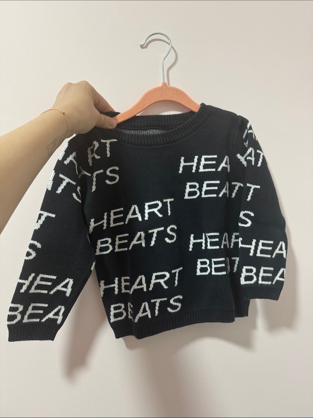 Huxbaby Black & White 'Heart Beats' Knit Sweater
